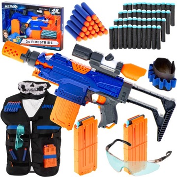 KARABIN PISTOLET NA STRZAŁKI PIANKOWE + KAMIZELKA Z AKCESORIAMI DO WYRZUTNI