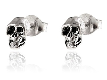DELIKATNE KOLCZYKI WRKĘTKI SREBRNE CZASZKI SKULL