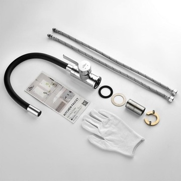 КУХОННЫЙ Смеситель С ГИБКИМ ИЗЛИКОМ, ЧЕРНЫЙ