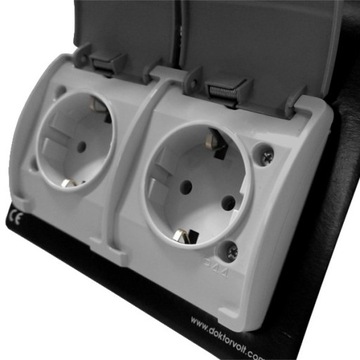 ДВОЙНАЯ НАВЕРХНОСТНАЯ ГЕРМЕТИЧНАЯ РОЗЕТКА IP44, СЕРАЯ