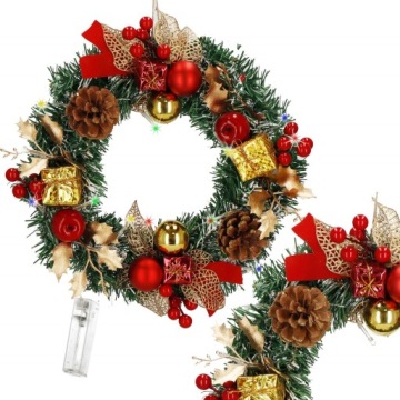 РОЖДЕСТВЕНСКИЙ КРЕМОВЫЙ СВЕТОДИОДНЫЙ ДЕКОРАТИВНЫЙ ВЕНОК, СВЕТЯЩЕЕ УКРАШЕНИЕ ДВЕРИ 30 см