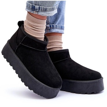 ŚNIEGOWCE ZAMSZOWE NA PLATFORMIE CZARNE 40