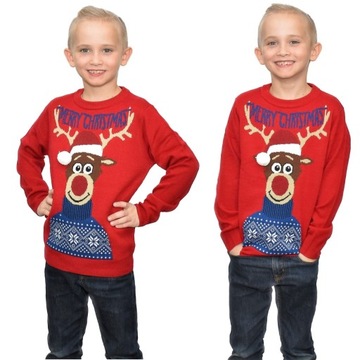 CHŁOPIĘCY SWETER ŚWIĄTECZNY RENIFER W CZAPCE 4/5