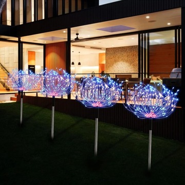 4x САДОВЫЕ ЛАМПЫ СОЛНЕЧНЫЕ ДЕРЕВО Одуванчик ФЕЙЕРВЕРК УКРАШЕНИЕ 480LED пульт дистанционного управления