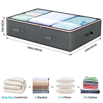 4x ЧЕХОЛ-ОРГАНИЗАТОР ДЛЯ ХРАНЕНИЯ ОДЕЖДЫ ПОСТЕЛЬНОЕ ПРИНАДЛЕЖНОСТИ ПОД КРОВАТЬЮ 90Л