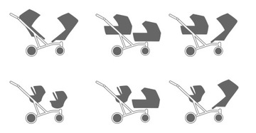 Коляска для близнецов BOOSTER 3в1 Kunert