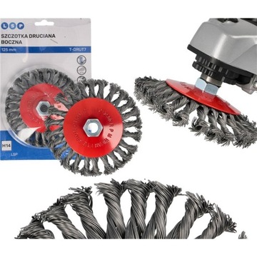 SZCZOTKA DRUCIANA do SZLIFIERKI KĄTÓWKI KĄTOWEJ 125mm M14 BOCZNA DO RDZY