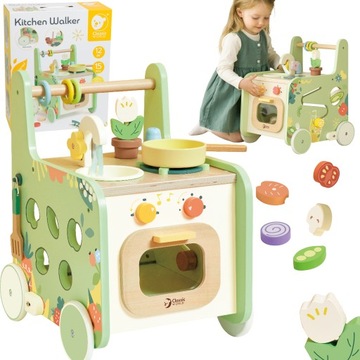 DREWNIANA KUCHNIA 2W1 PCHACZ Z OTWIERANYM PIEKARNIKIEM SORTER CLASSIC WORLD
