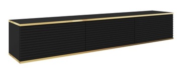 Szafka RTV Ryflowana Wisząca Rose II Czarny / Złoty 175 cm