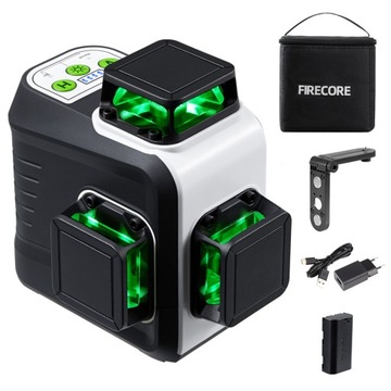 FIRECORE Poziomica laserowa zielona 3D 360 G50 z wspornikiem L 0-90°