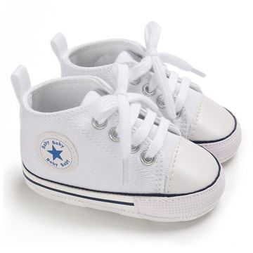 BUCIKI Buty NIEMOWLĘCE Dziecięce Trampki roz 18 NIECHODKI 0-6m - BIAŁE