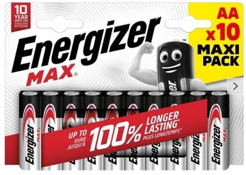 10x Bateria Alkaliczna Energizer MAX AA LR6 Mn1500