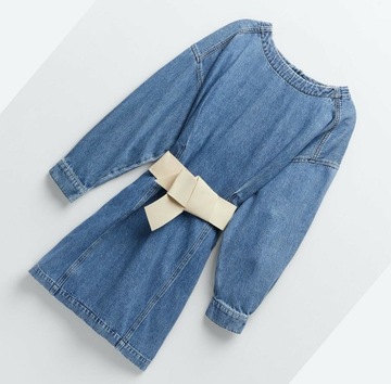 ZARA – джинсовое платье с широким поясом – L