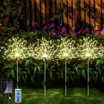 СОЛНЕЧНАЯ САДОВАЯ ЛАМПА ДЕРЕВО ОДУВАНЧИК ФЕЙЕРВЕРК БЕЛАЯ 480LED 4ШТ.