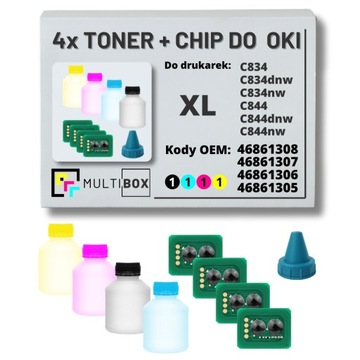 4-pak zestaw XL na 4x 10000 stron tonery + chipy OKI C844nw Multibox
