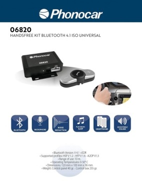 Комплект Phonocar 06820 Bluetooth - Зелёна-Гура -