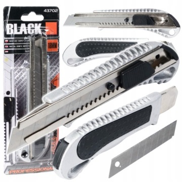 NÓŻ DO TAPET METALOWY NOŻYK 18MM OSTRZE ŁAMANE SAFE BLISTER PACKAGE