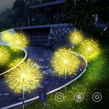 4 шт. СОЛНЕЧНЫЕ САДОВЫЕ ФОНАРИ DELELDS ФЕЙЕРВЕРКИ УКРАШЕНИЕ 480 LED + ПУЛЬТ ДИСТАНЦИОННОГО УПРАВЛЕНИЯ