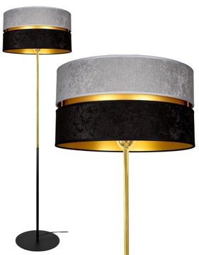 NOWOCZESNA LAMPA STOJĄCA PODŁOGOWA ZŁOTA ABAŻUR WELUR LOFT LED