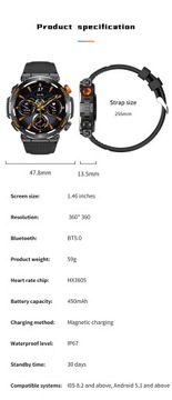SmartWatch монитор сна и сердечного ритма во время звонков по Bluetooth