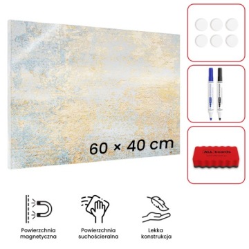 Доска для магнитов METALboards, золотой бетон 60x40 см + набор БЕСПЛАТНЫХ ПОДАРКОВ