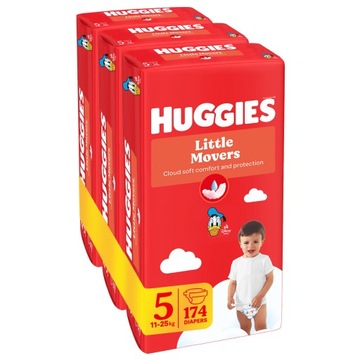 3x Pieluchy HUGGIES Little Movers rozmiar 5 (11-25kg) 58 szt