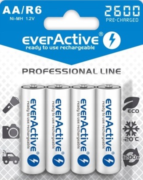 4x Akumulatorki everActive R6/AA Ni-MH 2600 mAh
