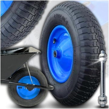 KOŁO DO TACZKI Z OŚKĄ ZESTAW OPONA FELGA POMPOWANE NA ŁOŻYSKACH ŁOŻYSKOWANE