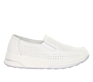 Skórzane białe półbuty damskie wsuwane adidasy komfortowe Jezzi r.40