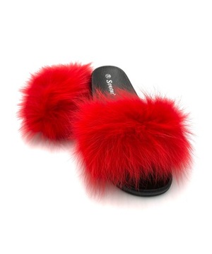 KLAPKI KAPCIE LACZKI Z FUTERKIEM NATURALNYM RED 40