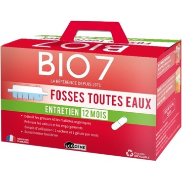 BIO7 2 KG BIO 7 ENTRETIEN FOSSES TOUTES EAUX 12 MOIS 2KG ECOGENE BAKTERIE
