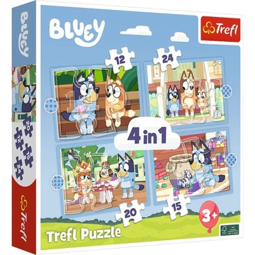 Puzzle 4w1 Bluey i jego świat 34637 Trefl 3+ 12,15,20,24 elementów
