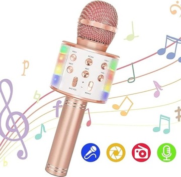 Mikrofon Karaoke Przenośny 5w1 z Diodami LED