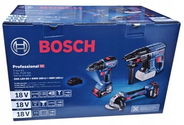 Набор электроинструментов 18V Bosch 0615990M GBH 180-LI GSR 18V-50 GWS 180-LI