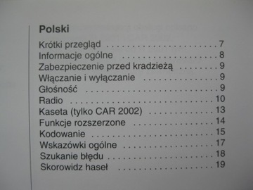 OPEL CAR 2002 Grundig R 2001 Руководство по радио OPEL