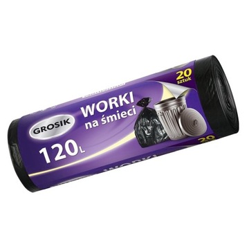 WYTRZYMAŁE WORKI na Śmieci 120L Czarne 20szt