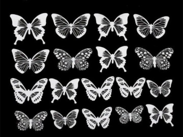 3D наклейки на стену с бабочками, черно-белые бабочки, большой набор из двух листов