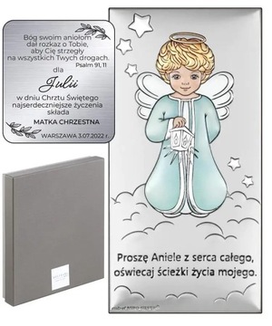 PAMIĄTKA CHRZTU ŚWIĘTEGO OBRAZEK SREBRNY CHRZEST