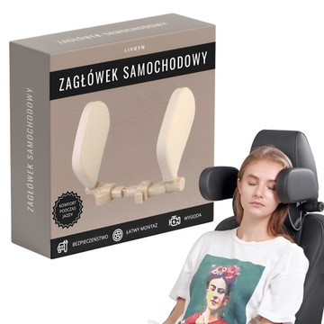 ZAGŁÓWEK DO SAMOCHODU REGULOWANE OPARCIE NA GŁOWĘ KOMFORTOWE PODRÓŻE BEŻOWY