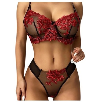 Sexy Lingerie Hot Erotic Costumes Porno Flower Emb