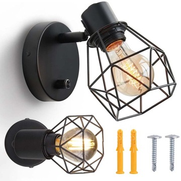 LAMPA ŚCIENNA KINKIET LOFT DRUCIANY LED CIEPŁE ŚWIATŁO 3000K 40W