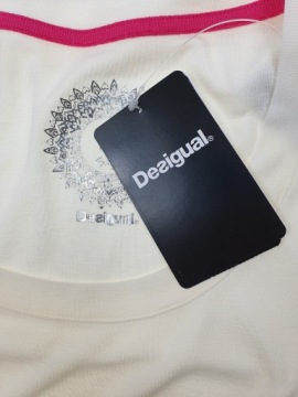 Футболка, однотонная, кремовая, DESIGUAL M