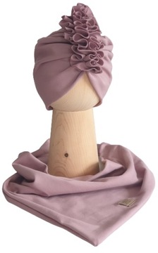 Zestaw Czapka Turban + Chusta Fiolet 40-43cm Zima