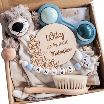 zestaw prezent na baby shower chrzest imienny boho