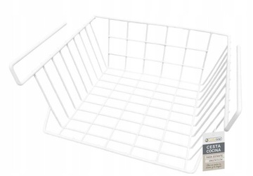 KOSZ KOSZYK PODWIESZANY POD PÓŁKĘ ORGANIZER BIAŁY METALOWY