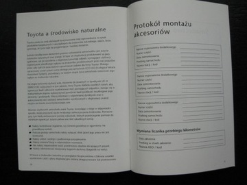 TOYOTA książka serwisowa przeglądów i gwarancja