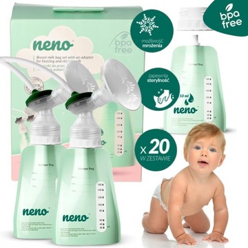 WORECZKI DO MROŻENIA POKARMU + ADAPTER 20SZT NENO