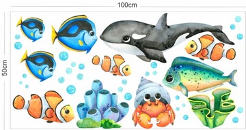 ОКЕАНСКИЕ РЫБКИ НАСТЕННЫЕ НАКЛЕЙКИ НА МОРСКОЕ 50x100см RY