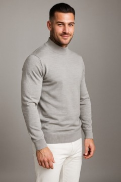 ДЖЕМПЕР МУЖСКИЙ - ПОЛУГОЛЬФ - СВЕТЛО-СЕРЫЙ - ДЖЕМПЕР КЛАССИЧЕСКИЙ M