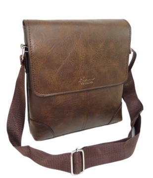 TORBA MĘSKA NA RAMIĘ LISTONOSZKA SKÓRA BRĄZ CZARNA z KLAPĄ